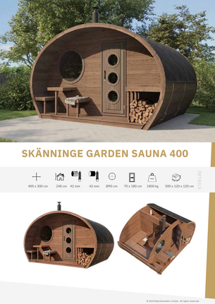 Free copy 2024 BaltoScandia Sauna Brochure – skanninge garden sauna 400