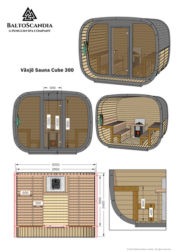 Växjӧ Sauna Cube 300 | 300 x 240cm | 42mm Nordic Thermowood