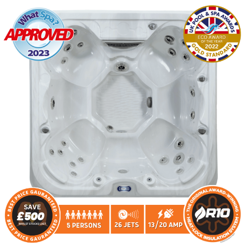 Arran SB354S 7 Persons Holiday Park Hot Tub with R10 Insulation – White Marble