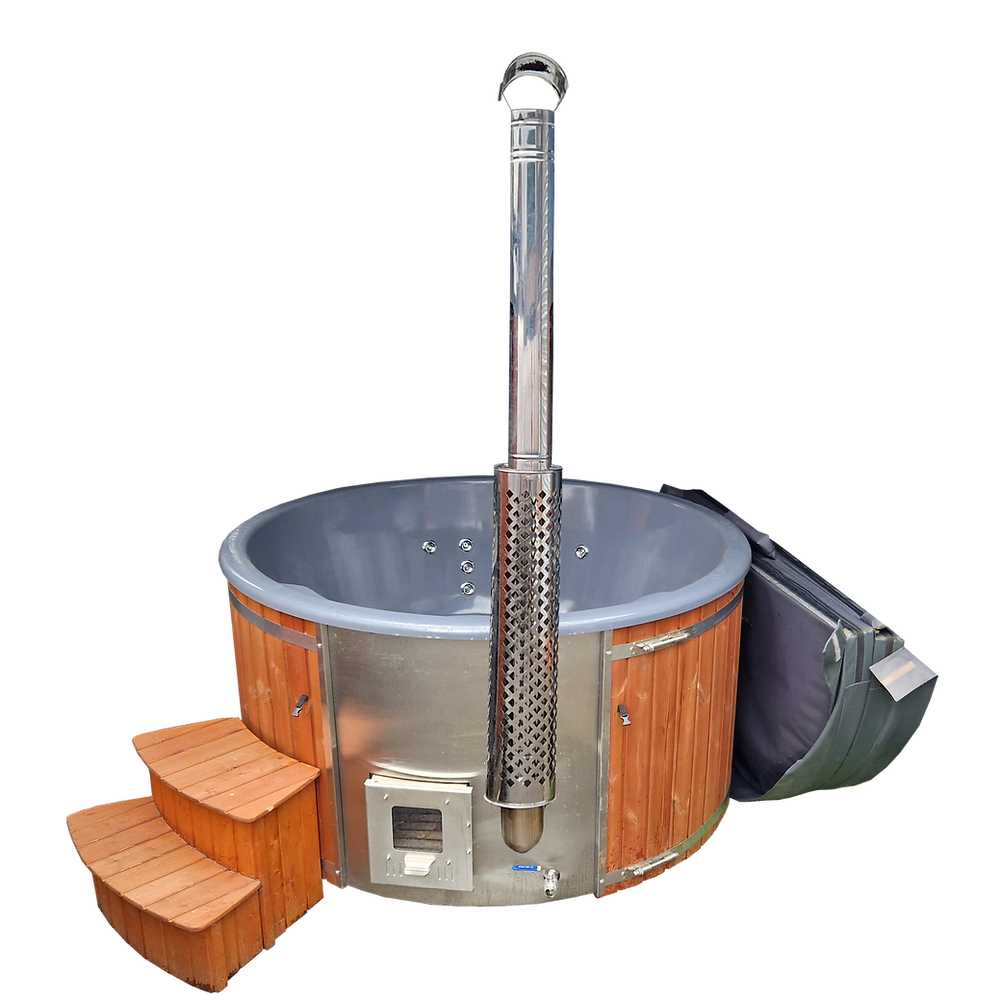 ヒートテックの湯 Premium Wood-Fired Hydrotherapy Hot Tub – Grey | Penguin Spas