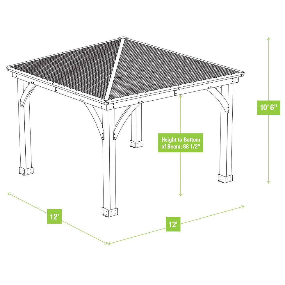 Thumbnail: Reine Cedar Wood Gazebo 12ft x 12ft (3.7m x 3.7m)