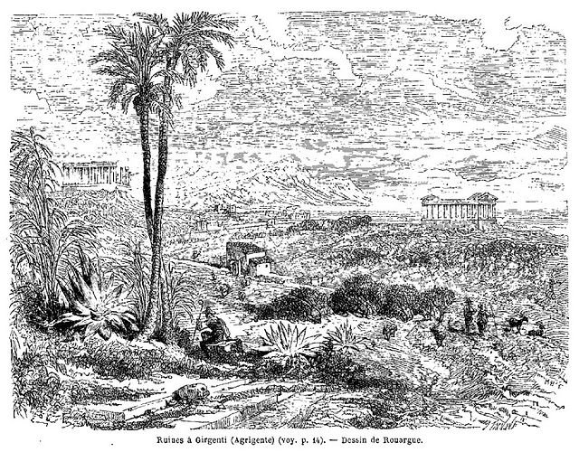 Ruines a Girgenti - Le Tour du Monde, 1860. Public domain.