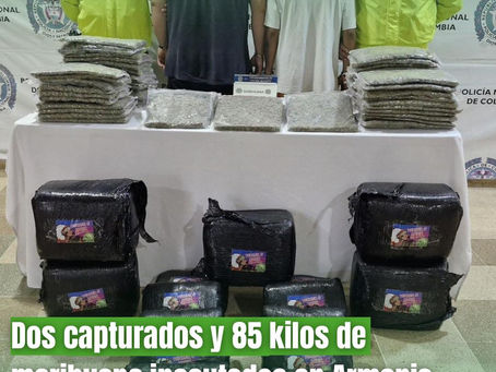 Capturan a dos personas con 85 kilos de marihuana en Armenia, Quindío