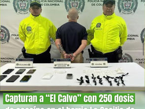 CAPTURA EN EL BARRIO LA CECILIA DE ARMENIA: "El Calvo" portaba 250 dosis de cocaína