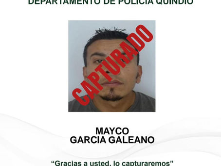Capturan en Ibagué a alias “Lunarejo”, uno de los más buscados del Quindío por doble homicidio