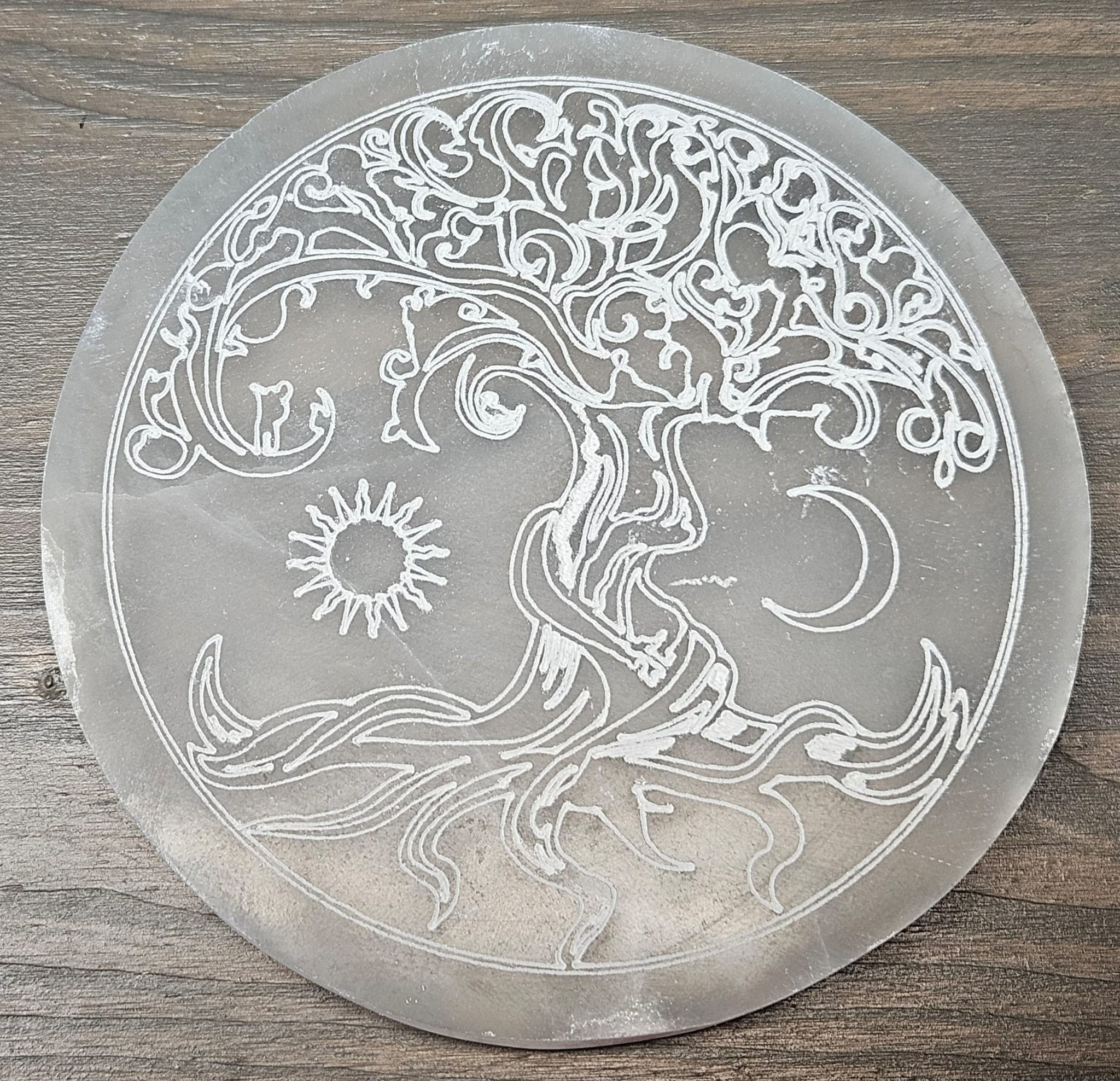 Selenite Engraved Charging/Cleansing Plate