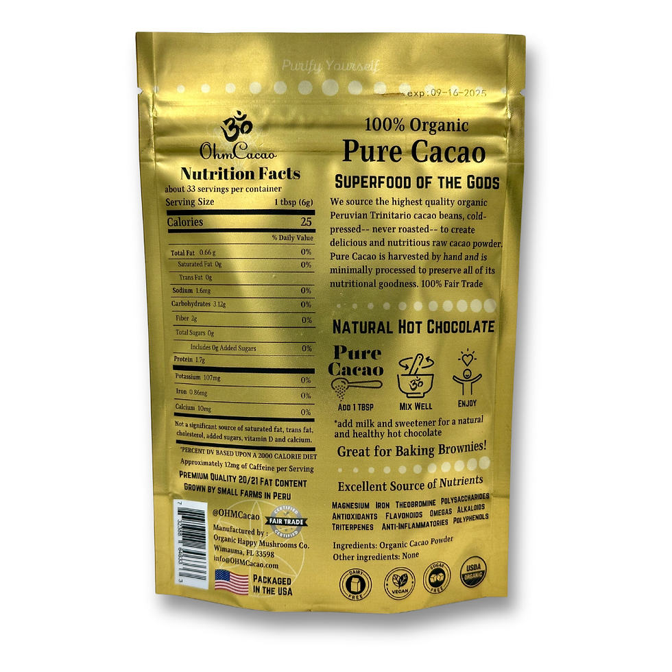 Thumbnail: Ohm Pure Cacao | Unsweetened Raw Cacao Powder | 33 Servings - 7oz