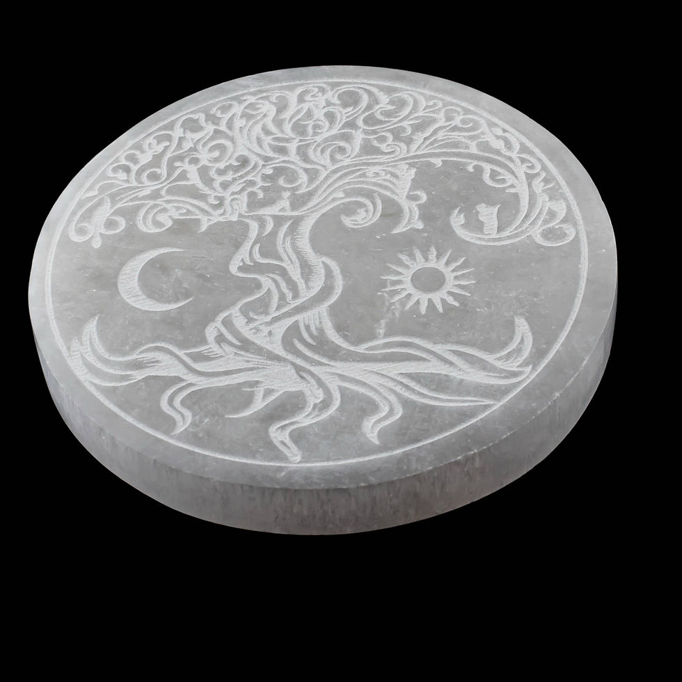 Thumbnail: Selenite Round Tree Of Life with Sun & Moon Charging Plate