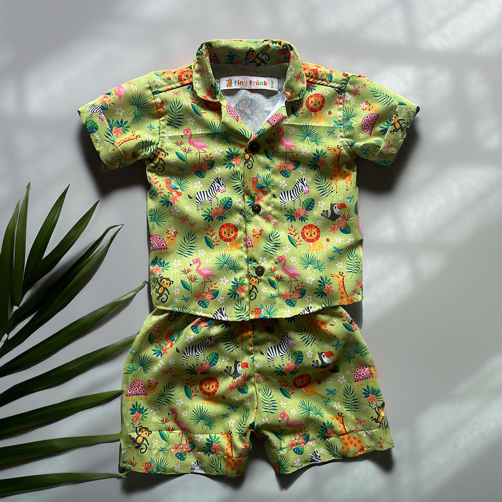 Thumbnail: Boys Dress | Co-ord Set Jungle Animal Print Poly Cotton Shirt