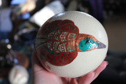 Bird of paradise decoupaged ostrich egg