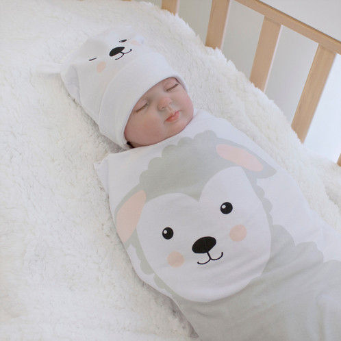 Pepper & Dunn Bubba Blue Aussie Animals Sheep Swaddling Stretchie & Novelty Beanie Set