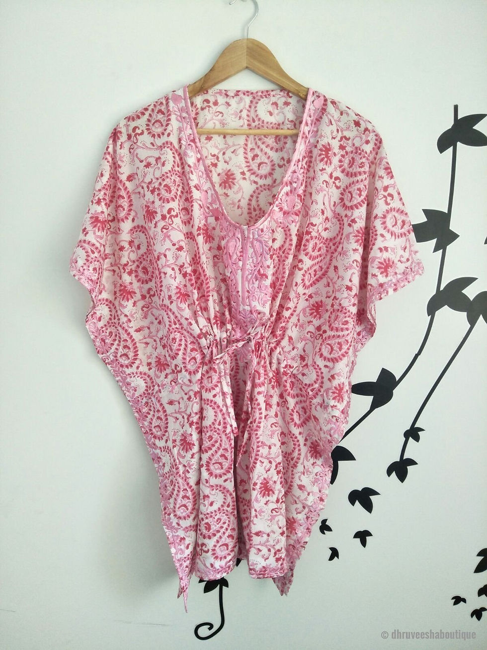 Pepper & Dunn Eesha Boutique Pink Floral Embroidered Kaftan