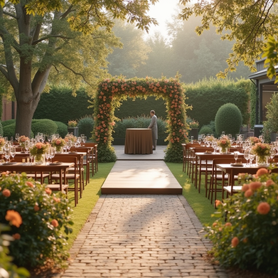Buitenbruiloft op eigen locatie met persoonlijke styling en sfeervolle inrichting