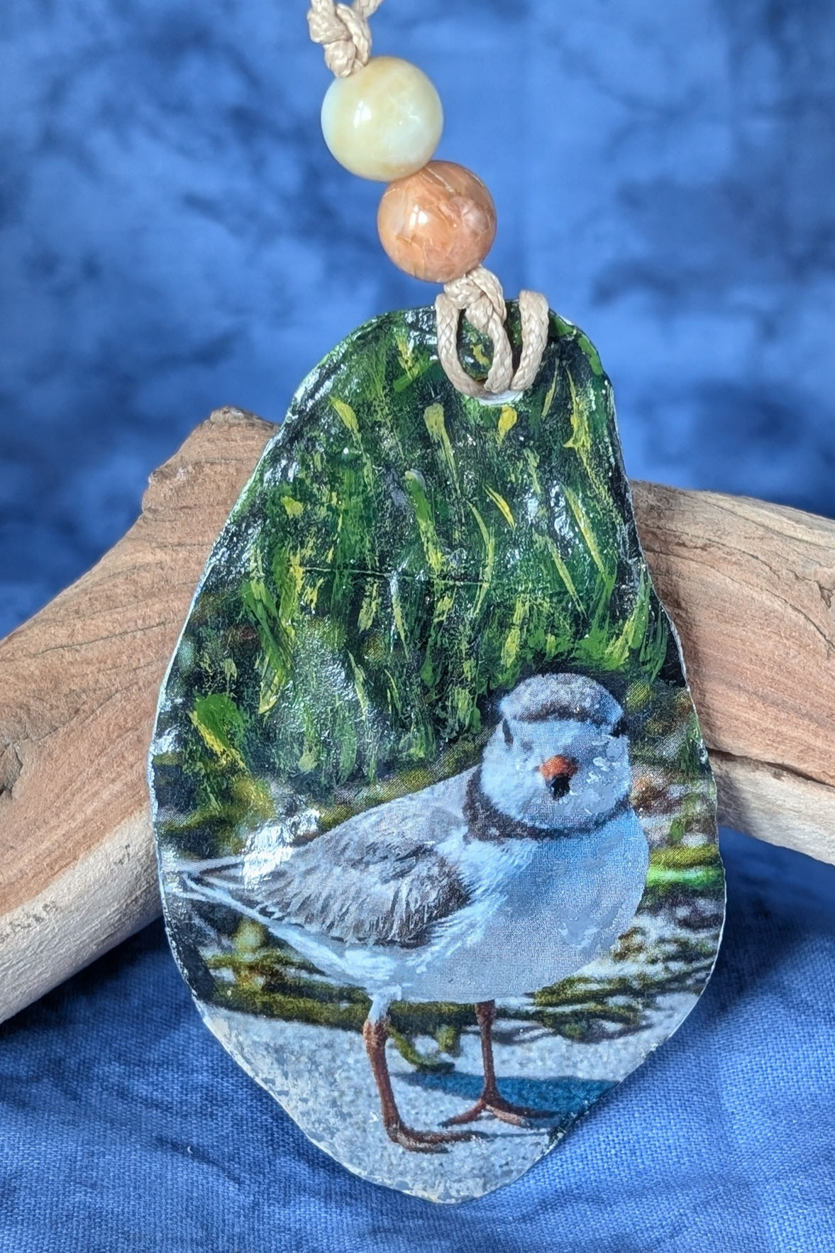 Piping Plover Oyster Shell Ornament