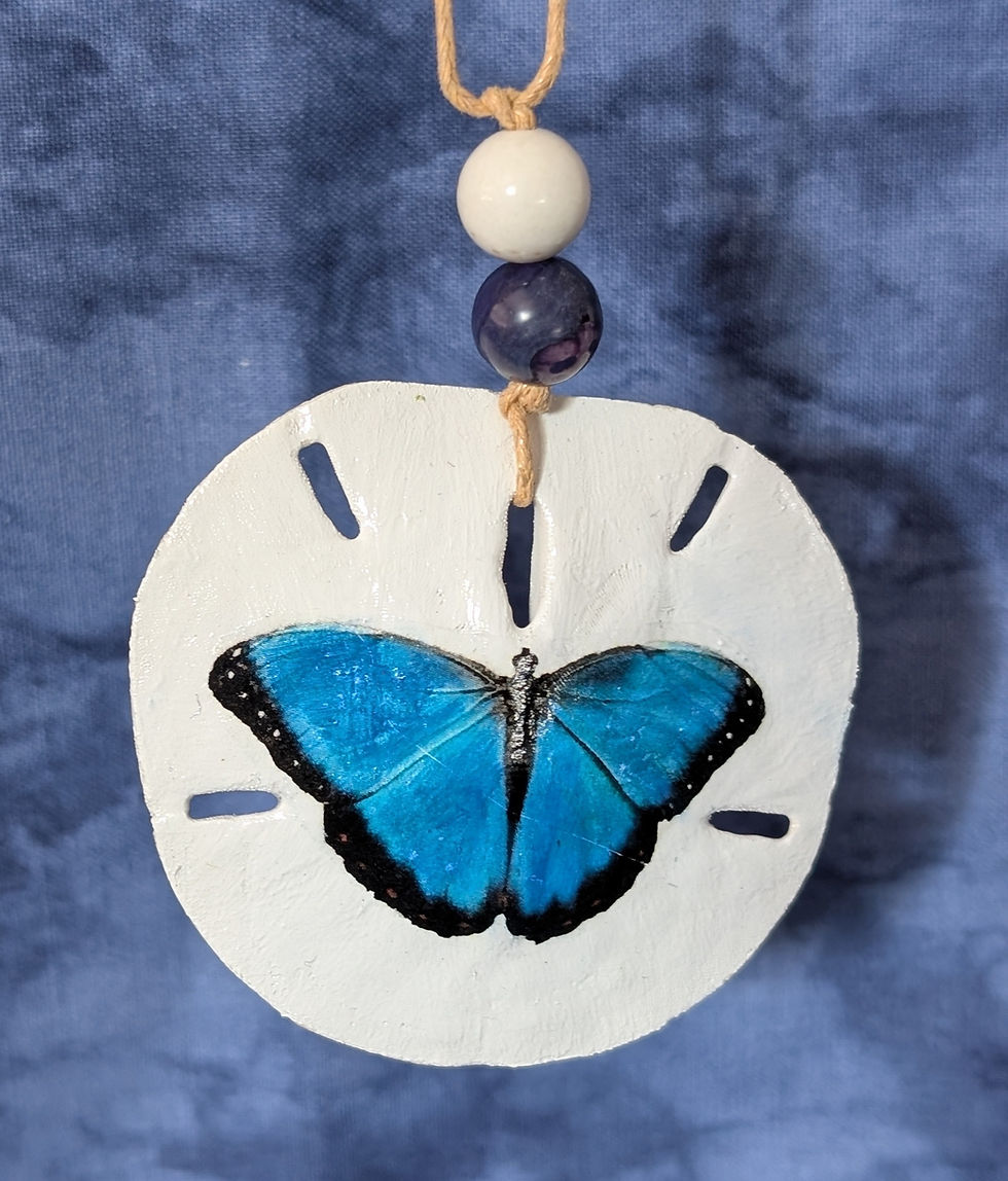 Thumbnail: Blue & Black Butterfly Sand Dollar Ornament