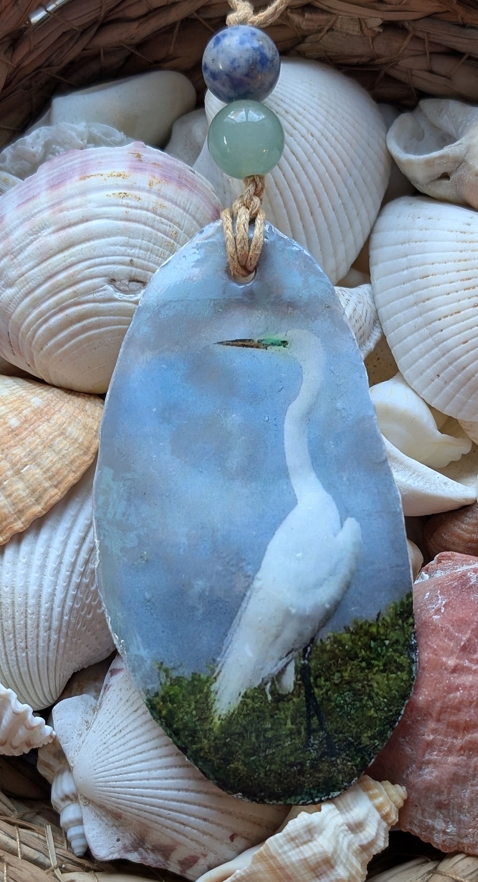 Thumbnail: Great Egret Oyster Shell Ornament