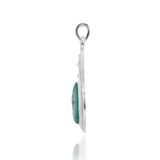 Thumbnail: Contemporary Roman Glass Pendant - Ancient Glass Silver Jewelry - Israeli Design