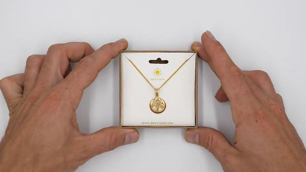 Thumbnail: Gold OM Necklace, 925 Sterling Silver Gold Plated AUM Symbol Spiritual Pendant