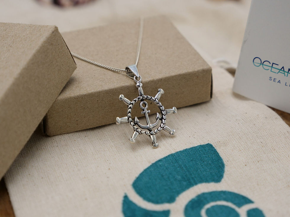 Thumbnail: Anchor Necklace Sterling Silver Ship Wheel Pendant with 925 Sterling Silver