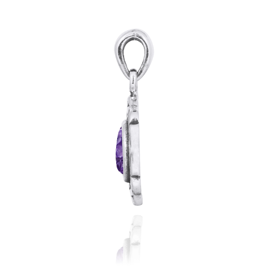 Thumbnail: Charoite Necklace - 925 sterling silver pendant w/ Charoite Stone - Round Shape