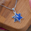 Thumbnail: Silver Dove Necklace - Star Of David Design - Blue Crystals - Israeli Design
