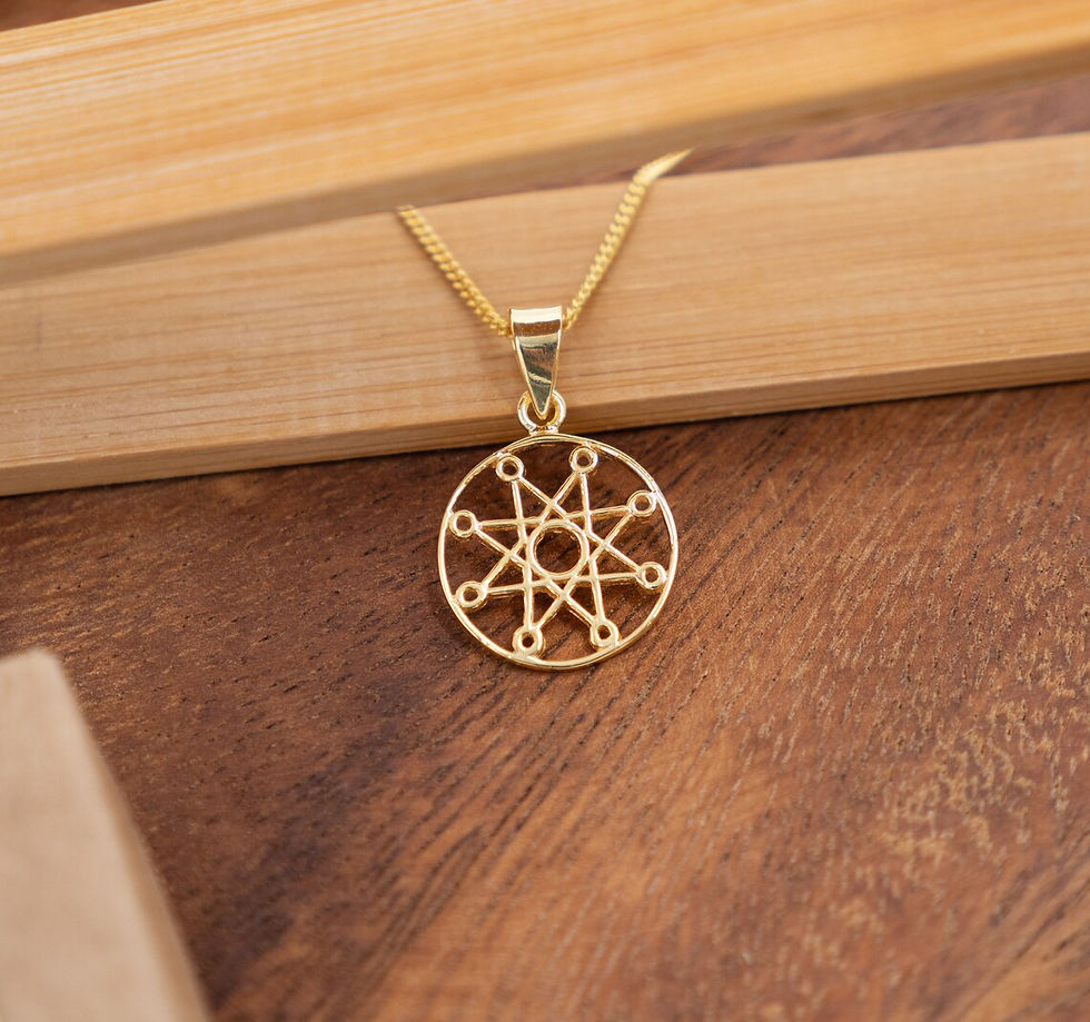 Thumbnail: Geometric Star Mandala Gold Necklace, Gold Plated Boho infinity Pendant