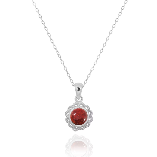 Sponge Coral Necklace - 925 sterling silver pendant with Sponge Coral Stone