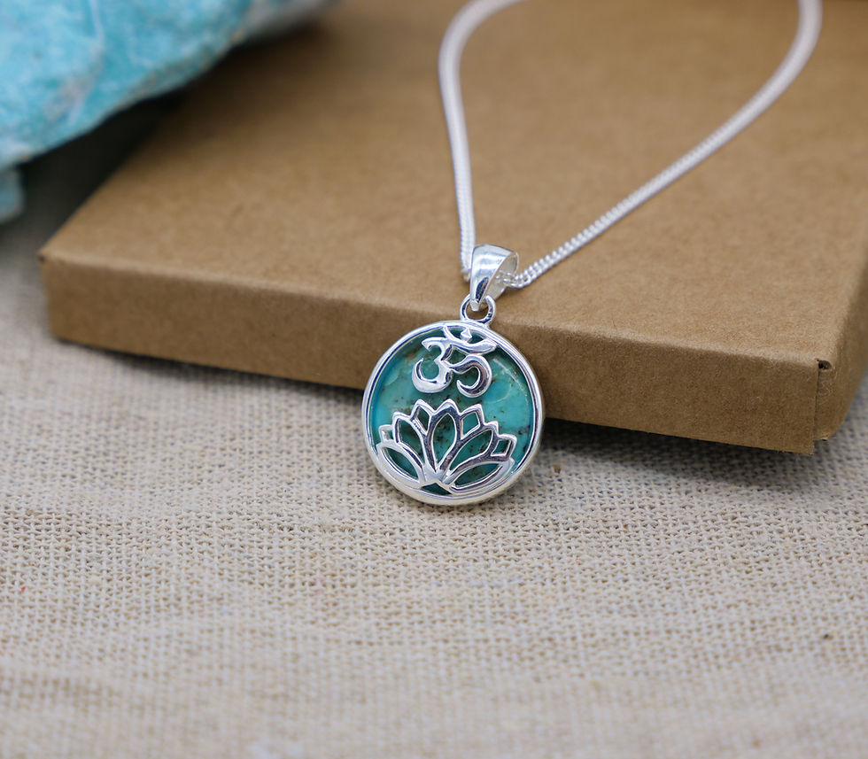 Thumbnail: Silver OM Pendant with Chain 925 Sterling Silver Flower Handmade Boho Necklace