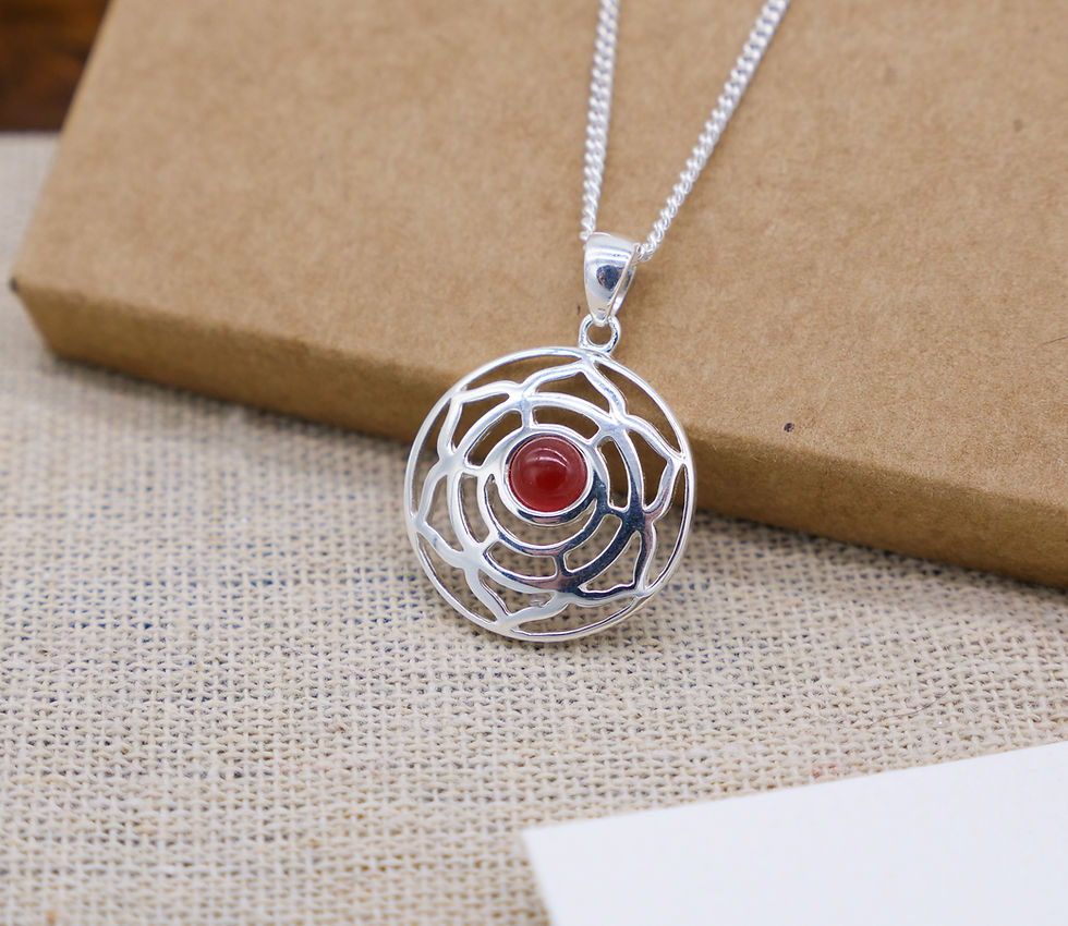 Thumbnail: Silver Chakra Necklace with Natural Carnelian Stone