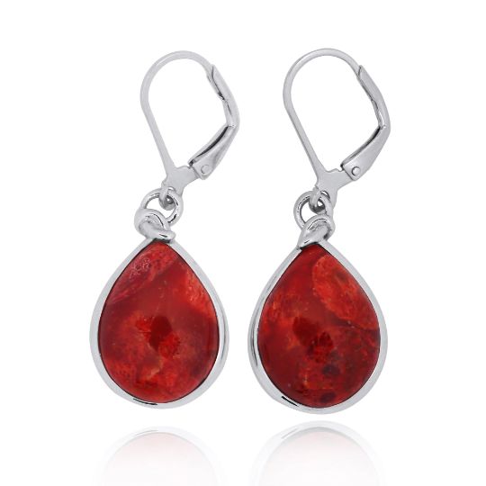 Sponge Coral Earrings - 925 Sterling silver Dangling Earrings with Sponge Coral