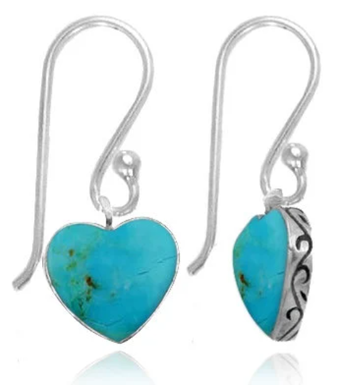 Turquoise Earrings - 925 Sterling silver Dangling Earrings with Turquoise Stones