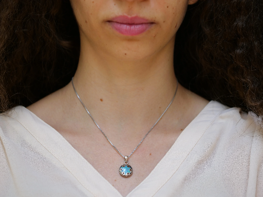 Thumbnail: Blue Star of David Necklace - Israeli Jewelry - Ethnic Design