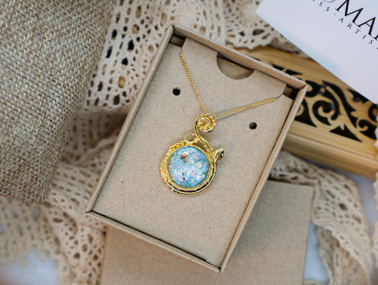 Thumbnail: Gold Roman Glass Pendant, Ancient Roman Glass 18K Gold Plated Necklace, Israeli