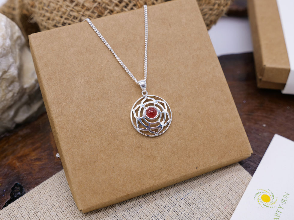 Thumbnail: Silver Chakra Necklace with Natural Carnelian Stone