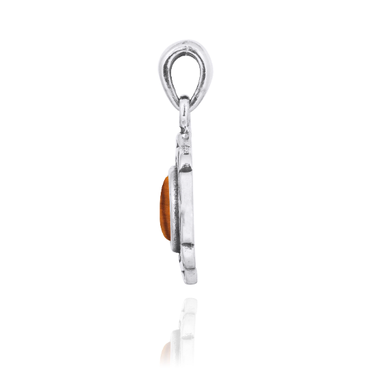 Thumbnail: Tiger Eye Necklace - 925 sterling silver pendant w/ Tiger Eye Stone -Round Shape