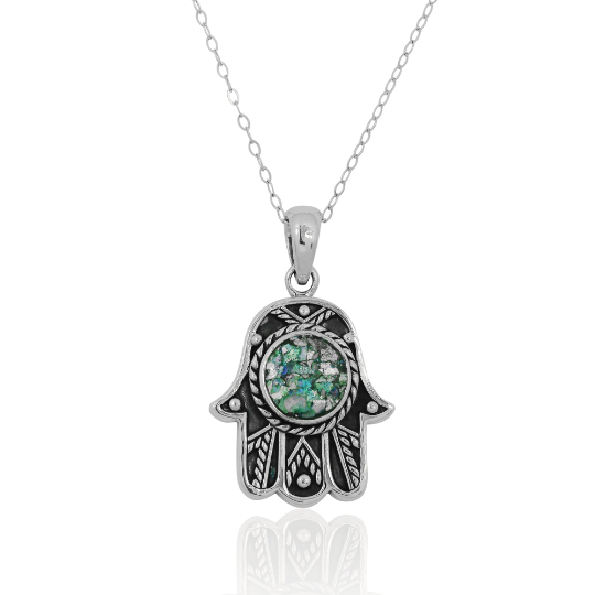 Thumbnail: Roman Glass Pendant - Ancient Roman Glass Jewelry - Israeli Jewelry - Natural