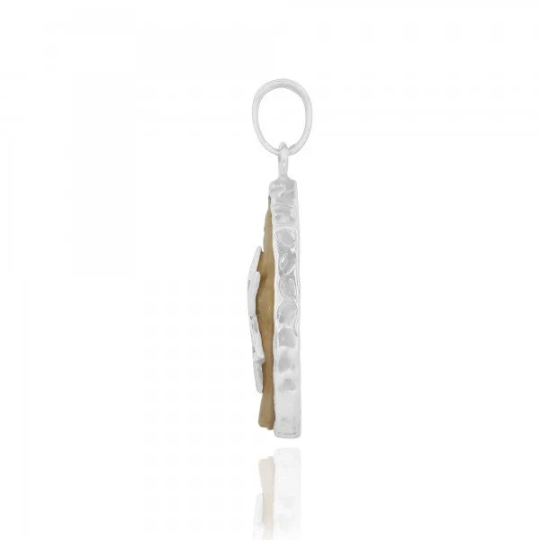 Thumbnail: Beautiful Jerusalem Stone Pendant With Sterling Silver Star of David - Judaica