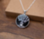 Silver and Onyx Jewish Pendant, Harp and Tree of Life Necklace with Black Onyx