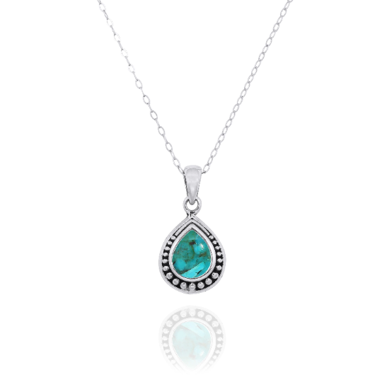 Turquoise Necklace - 925 sterling silver pendant with Turquoise Stone-Drop Shape