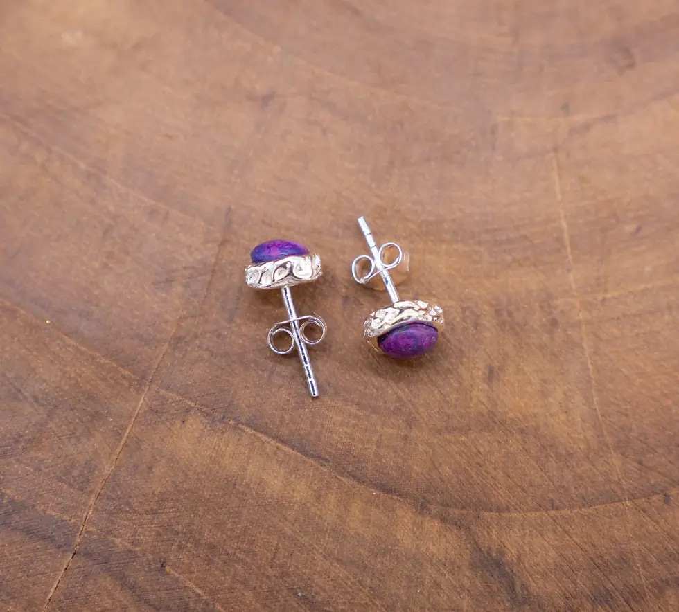 Thumbnail: Sugilite Earrings, Handmade 925 Sterling silver Stud Earrings with Purple Stone