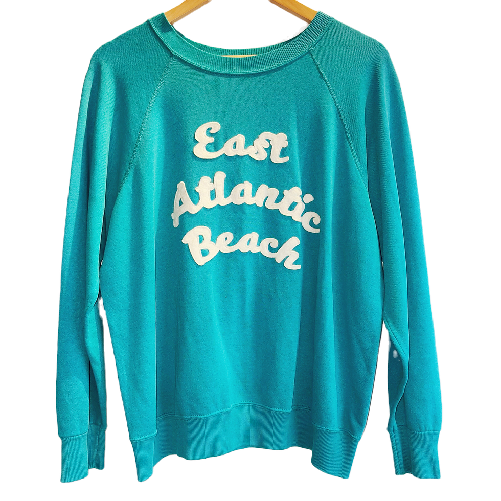 East Atlantic Beach Vintage Sweatshirt - Turquoise Crewneck with Cream Script Lettering