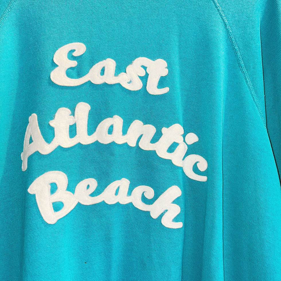 East Atlantic Beach Vintage Sweatshirt - Turquoise Crewneck with Cream Script Lettering