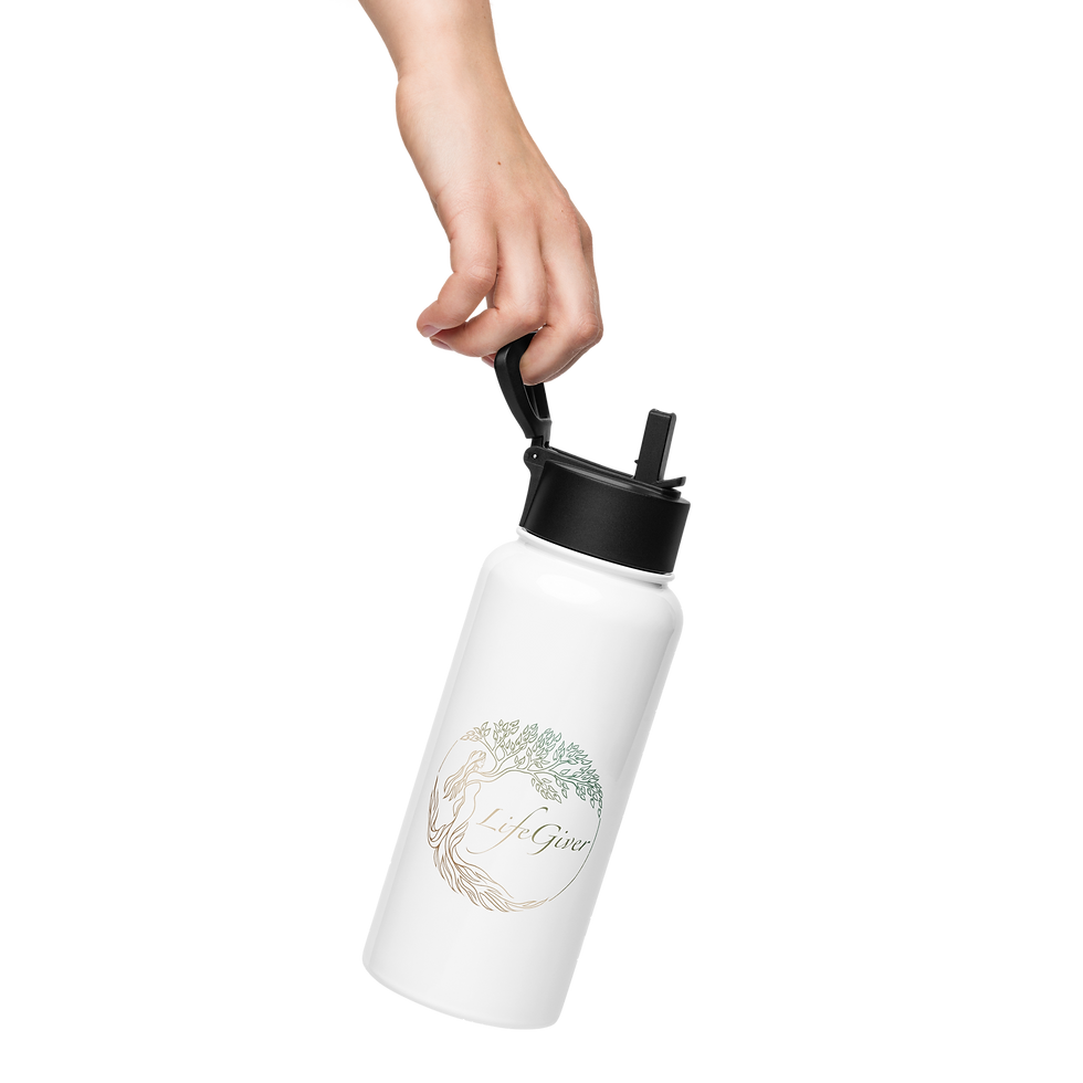 Thumbnail: Stainless steel LifeGiver water bottle with a straw lid
