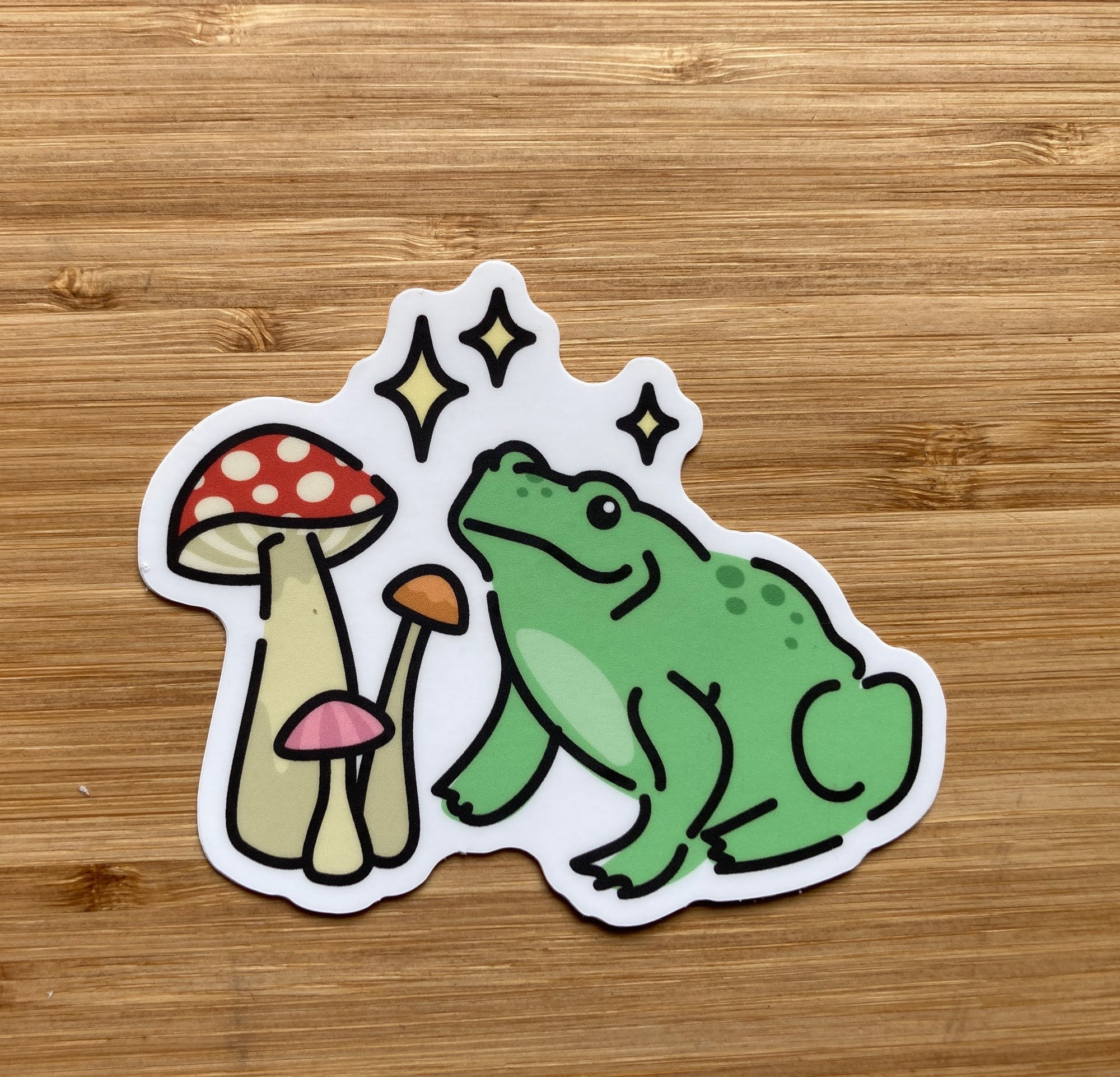 Frog and Mushrooms 2.5” x 3” Vinyl Sticker