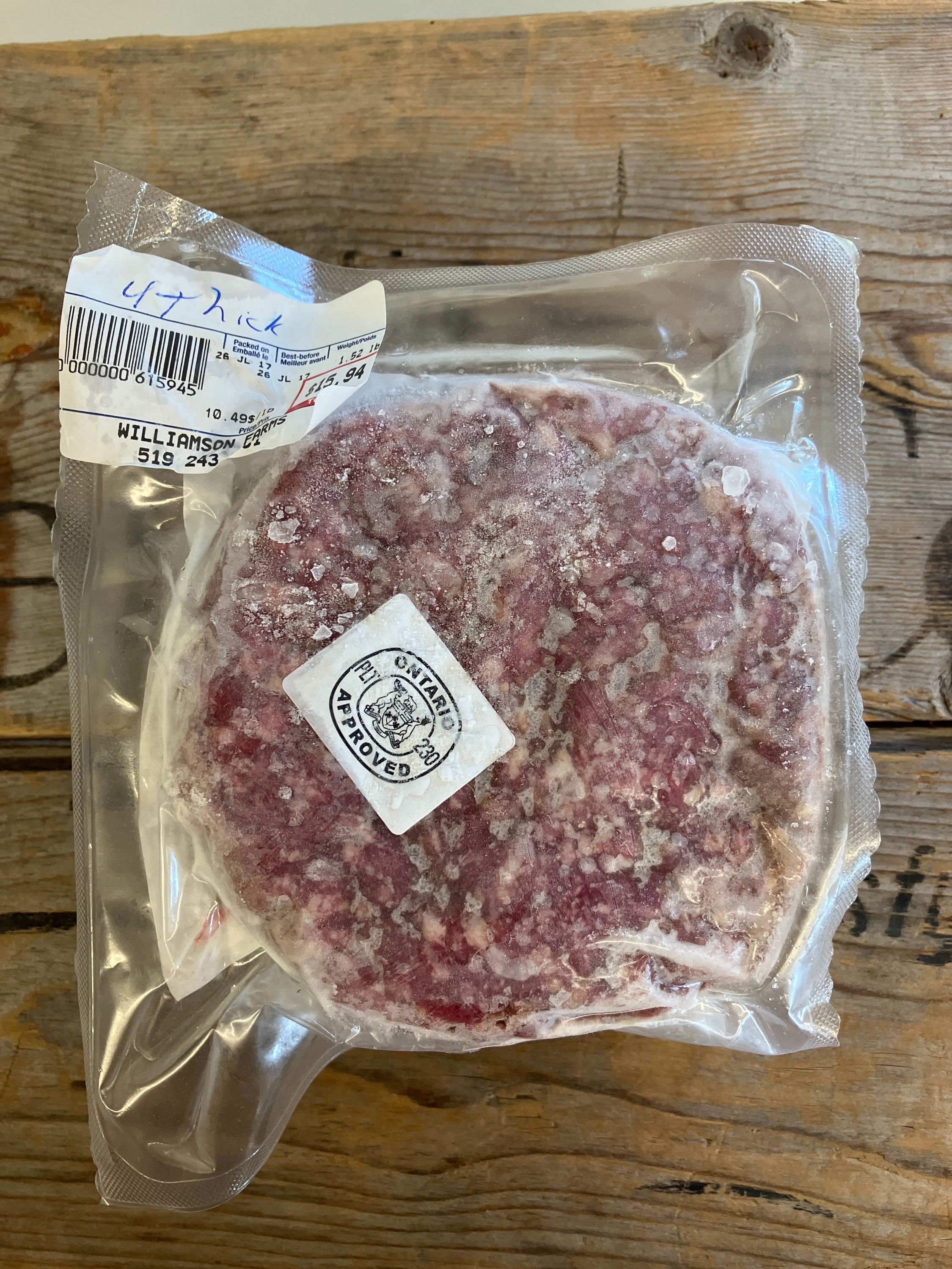 4 Thick Cut Beef Patties from Williamson Farms (estimated price)p