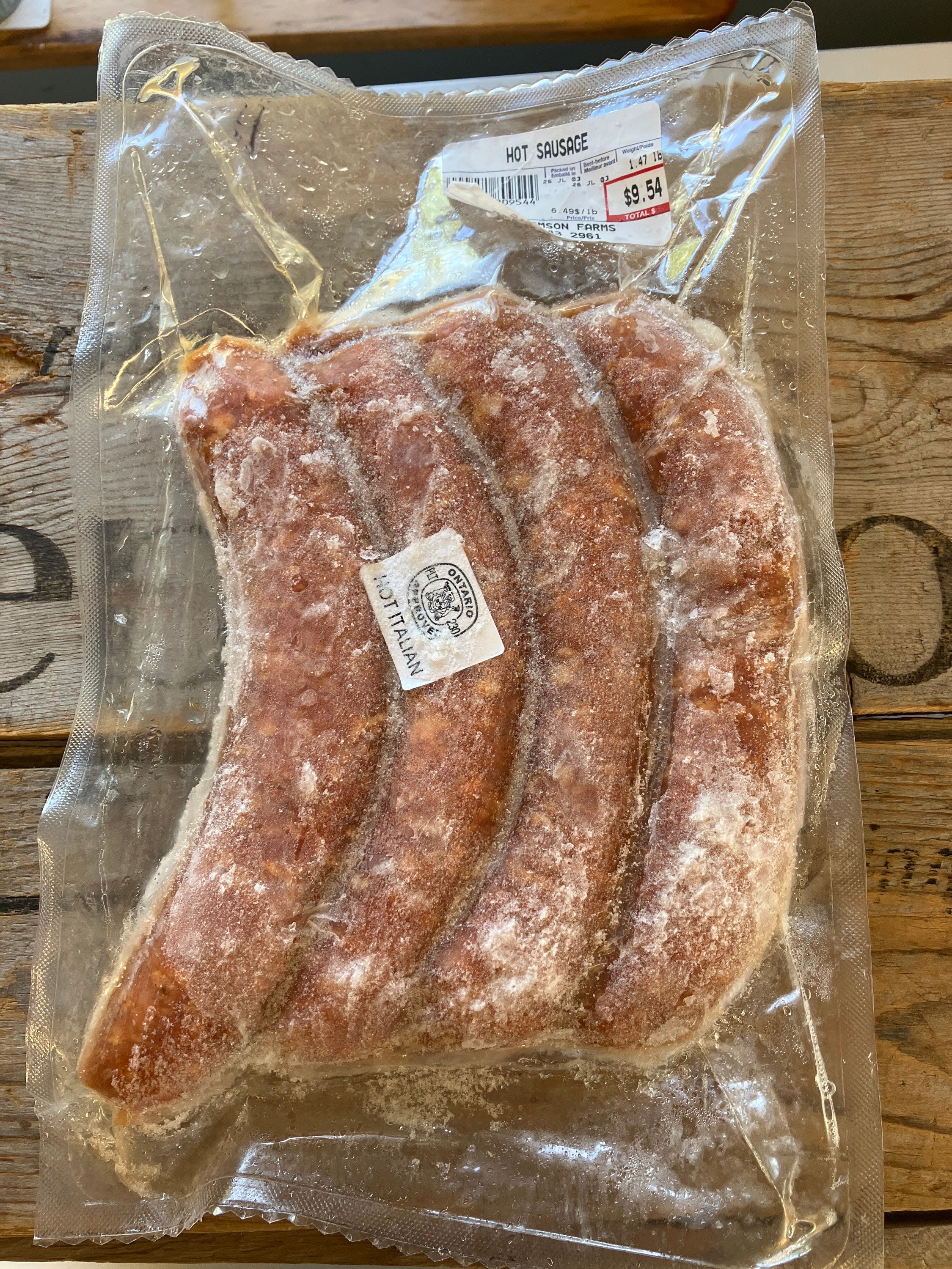 Hot Italian Sausage from Williamson Farms (estimated price)p