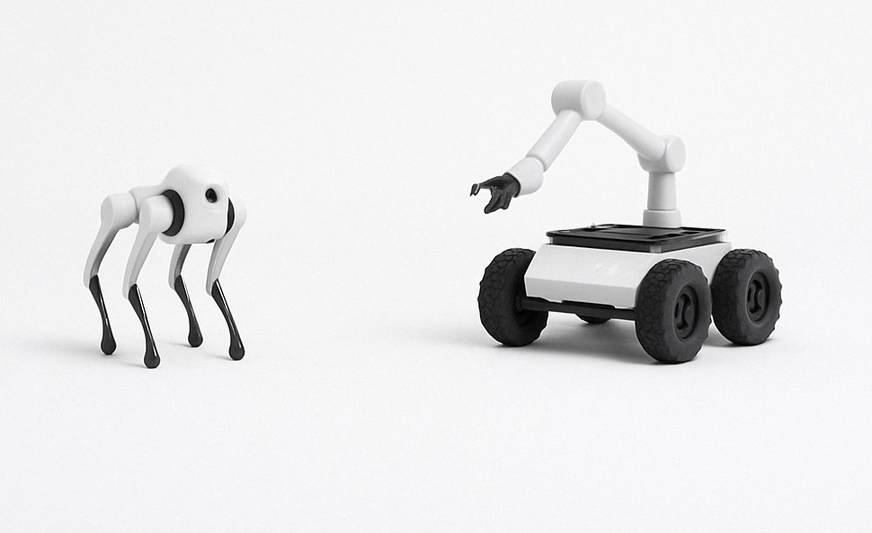 Quadruped robot and wheeled mobile manipulator