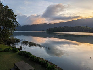 Sun setting behind the walls of Sete Cidades