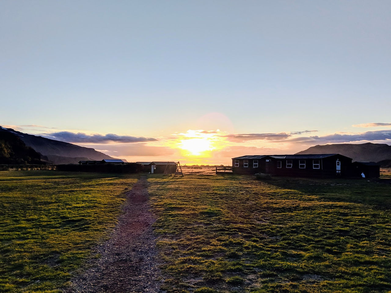 Sunrise at a camp in the thorsmork