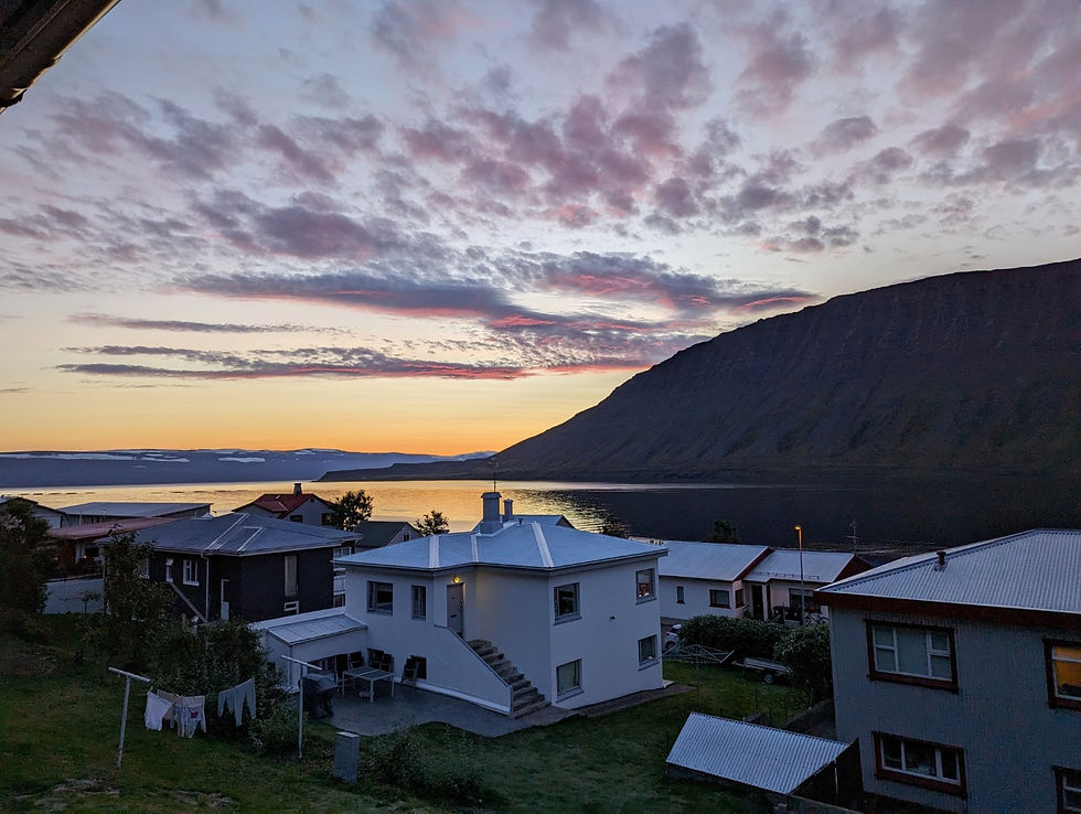 Isafjordur with a sunrise